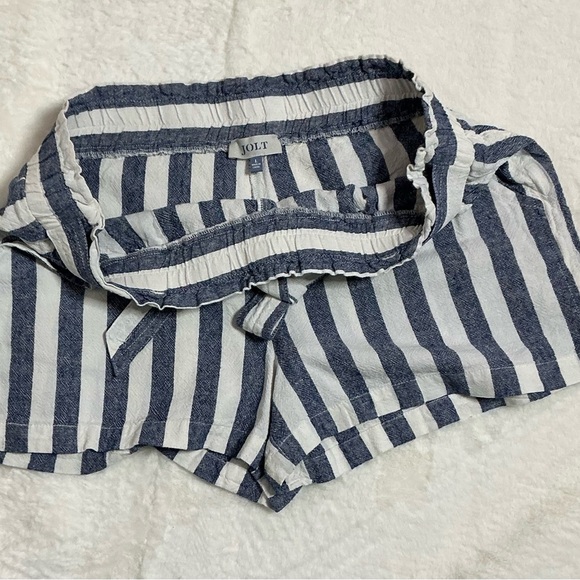 Jolt High Waist Blue and White Striped Shorts - Picture 7 of 7